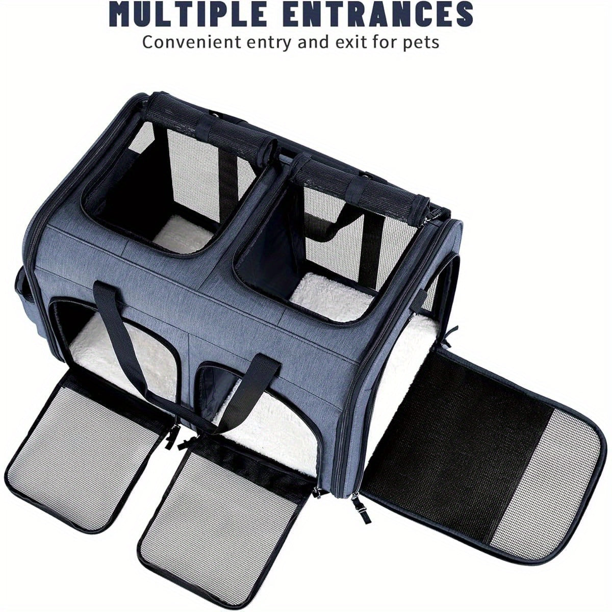 Foldable Double Cat Carrier For Outdoor Travel
