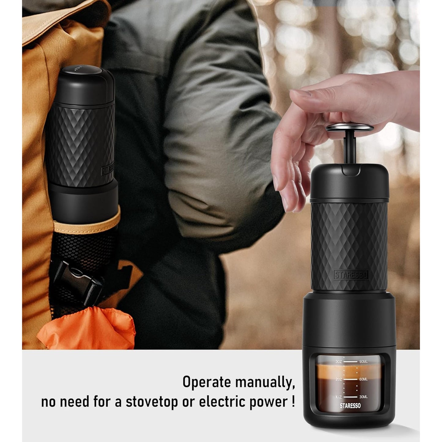 Portable Manual Espresso Maker for Ground Coffee Pods