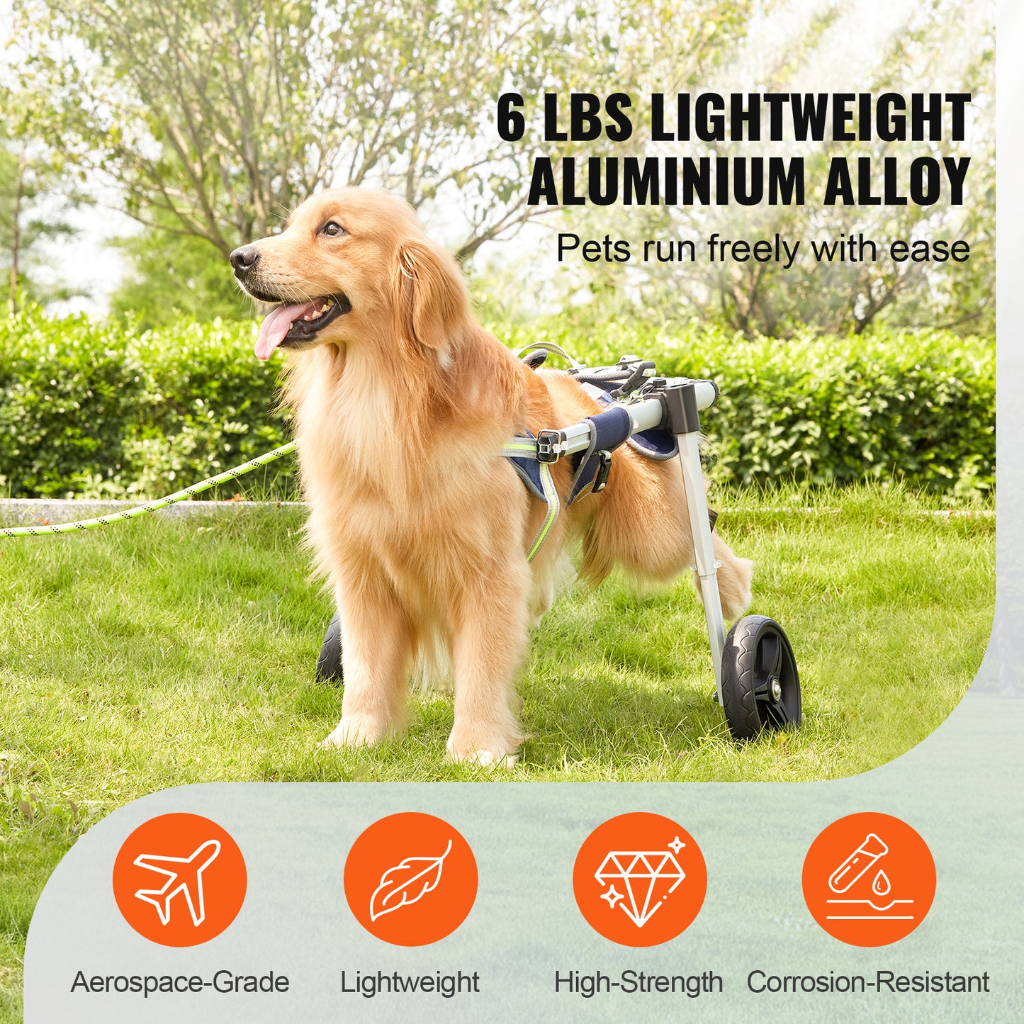 Aluminum Dog Wheelchair With Adjustable Hind Limb Support