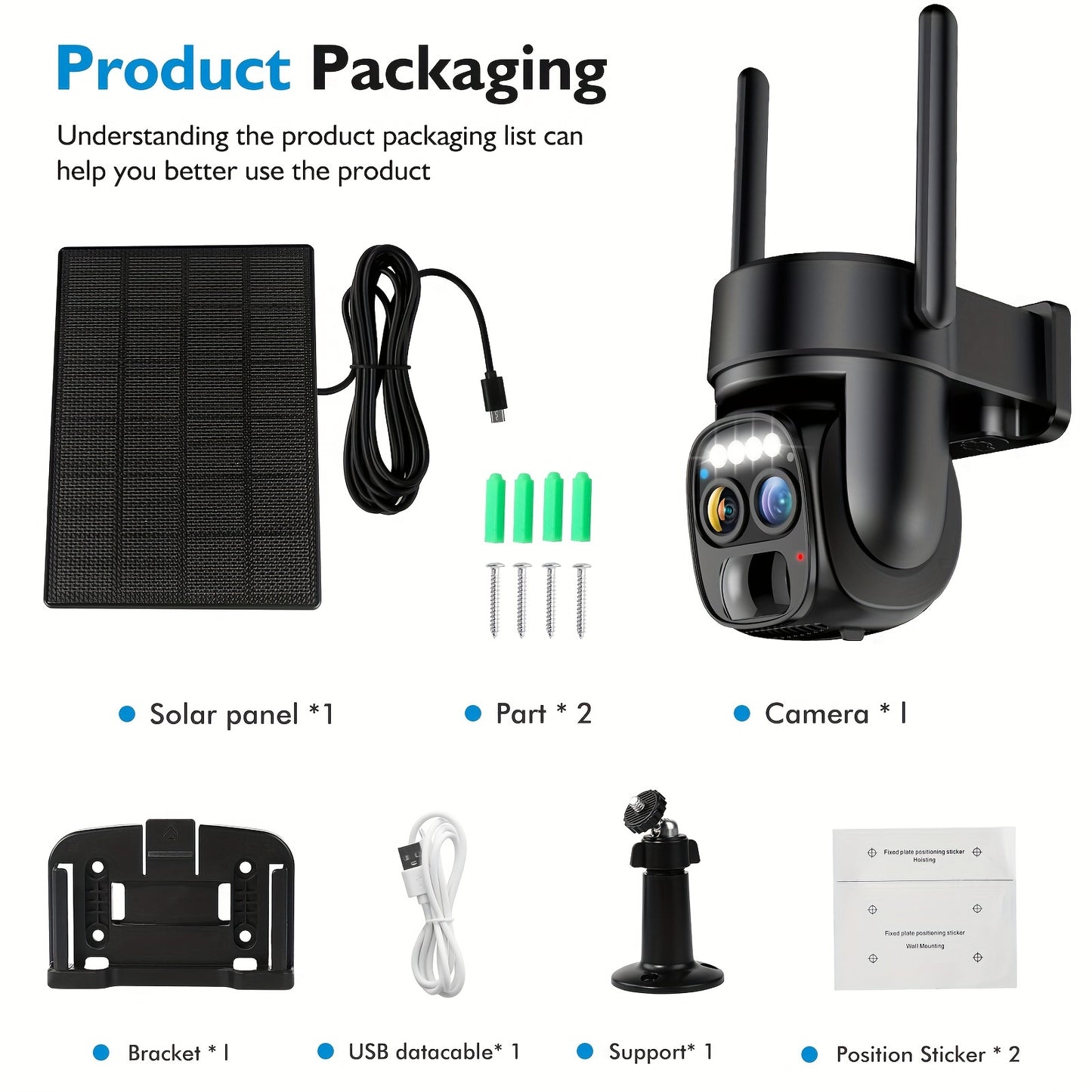 Hawkray 360 Degree Solar Powered WiFi Security Camera System