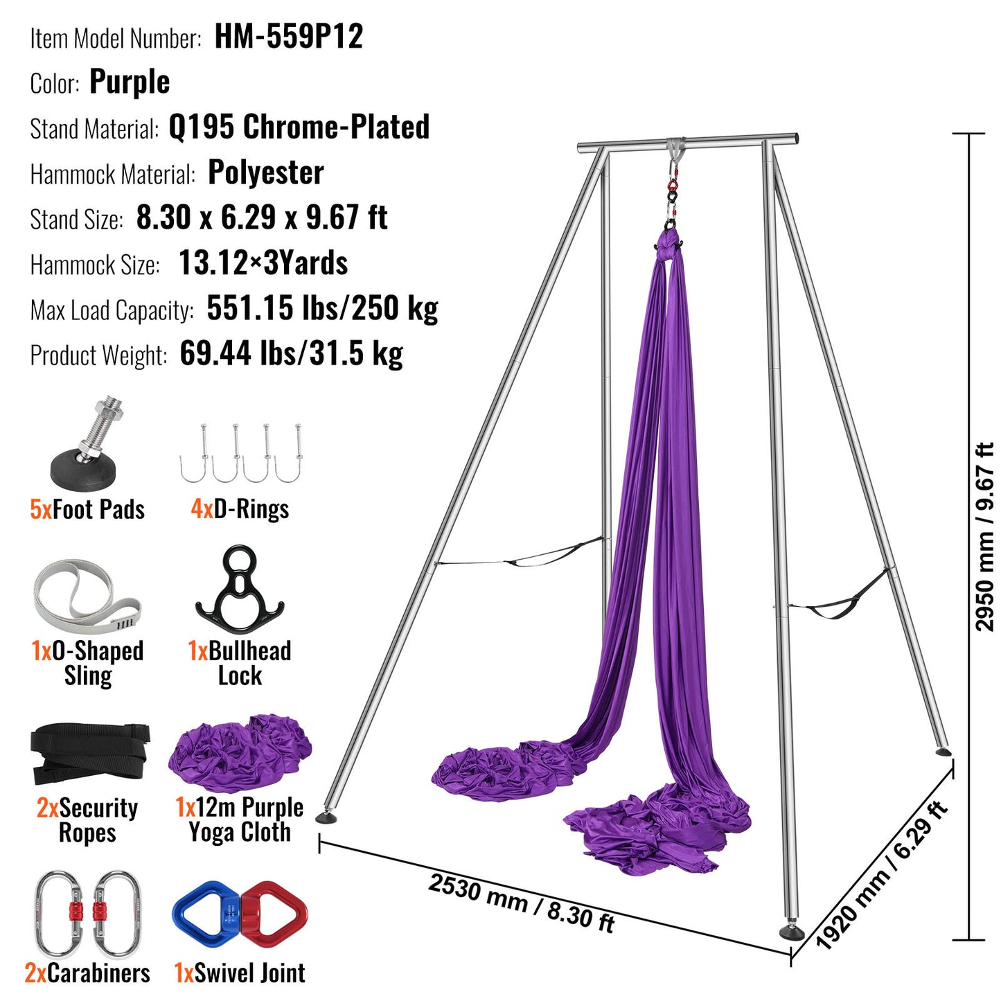 VEVOR Aerial Yoga Frame with Professional Yoga Hammock