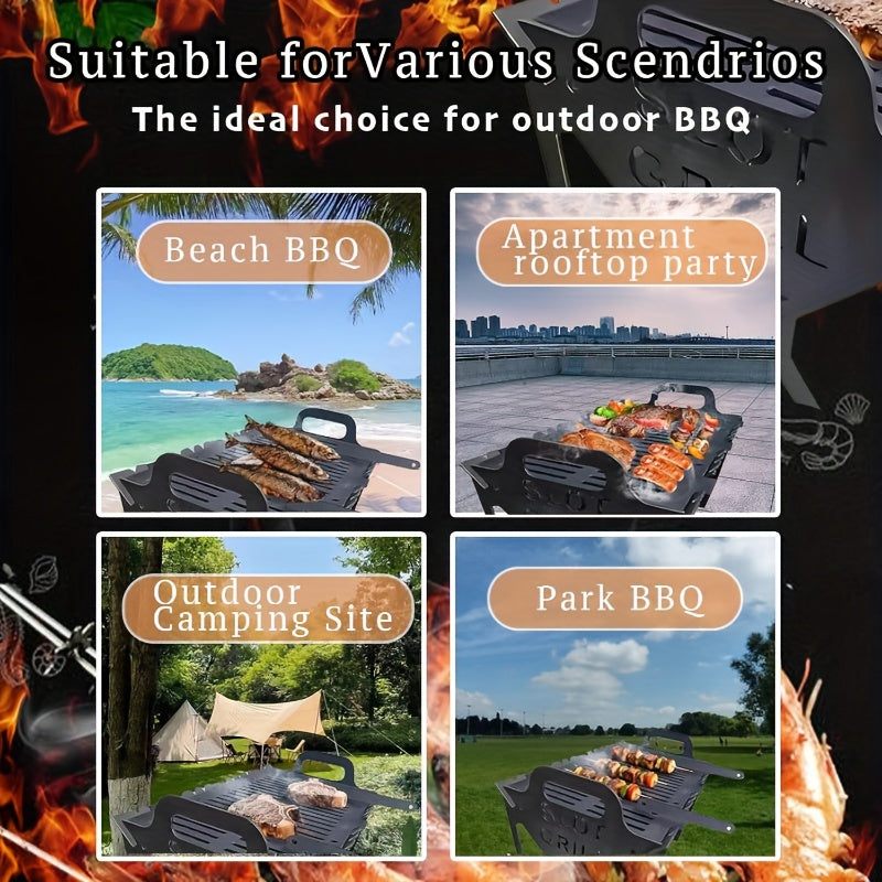 Portable Foldable Grill With Non Slip Skewers For Camping