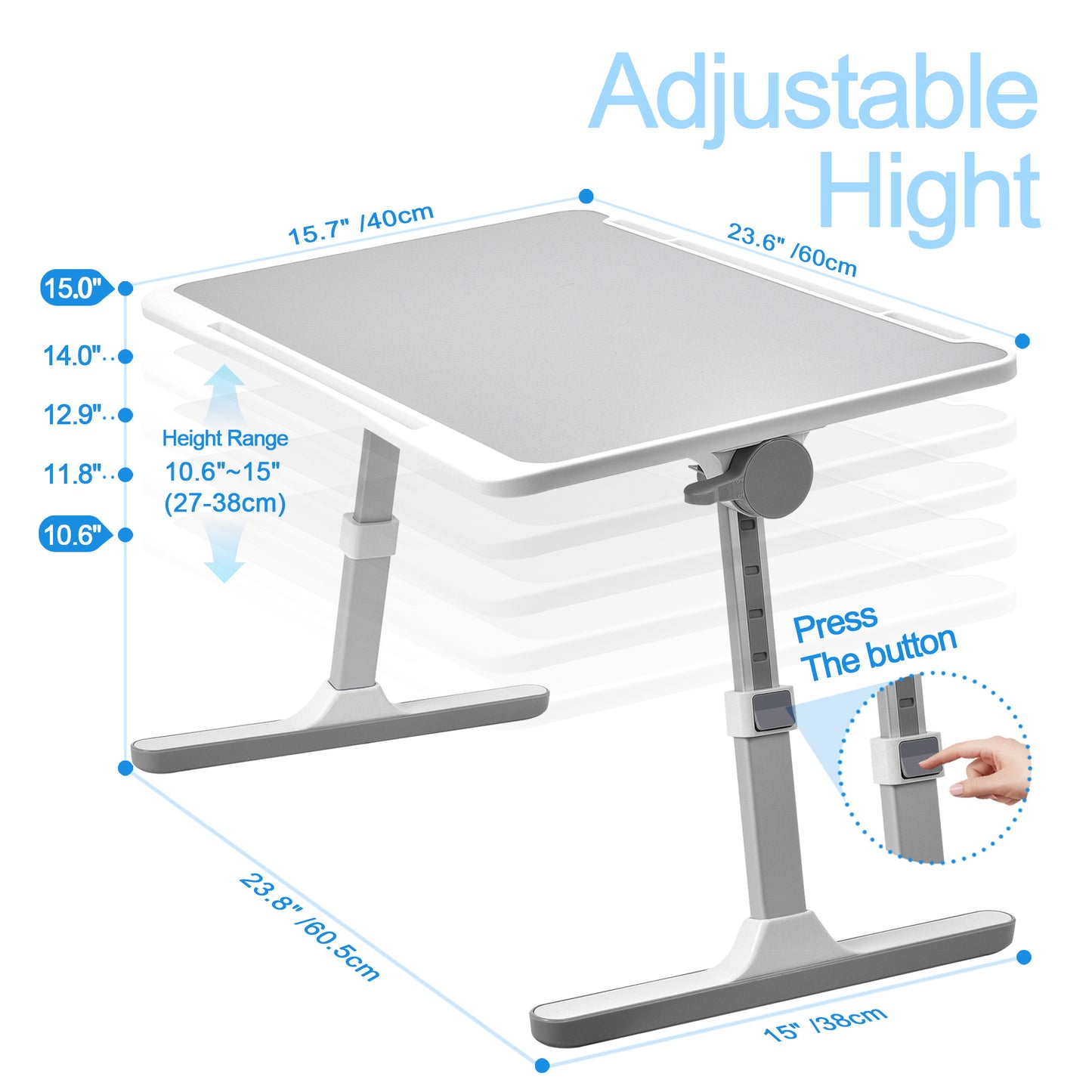 FWPP Adjustable Laptop Lap Desk Stand For Bed USB Light