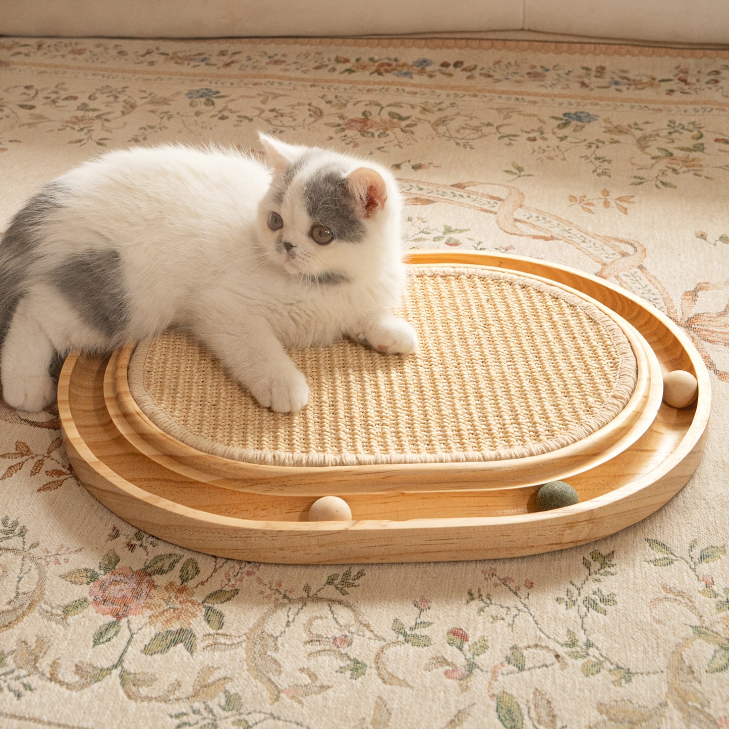 Sisal Cat Scratcher Toy With Ball Track Indoor Cats