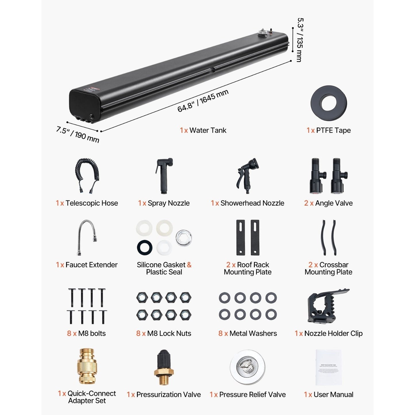 Portable Roof Rack Water Tank with Splash Guard Panel