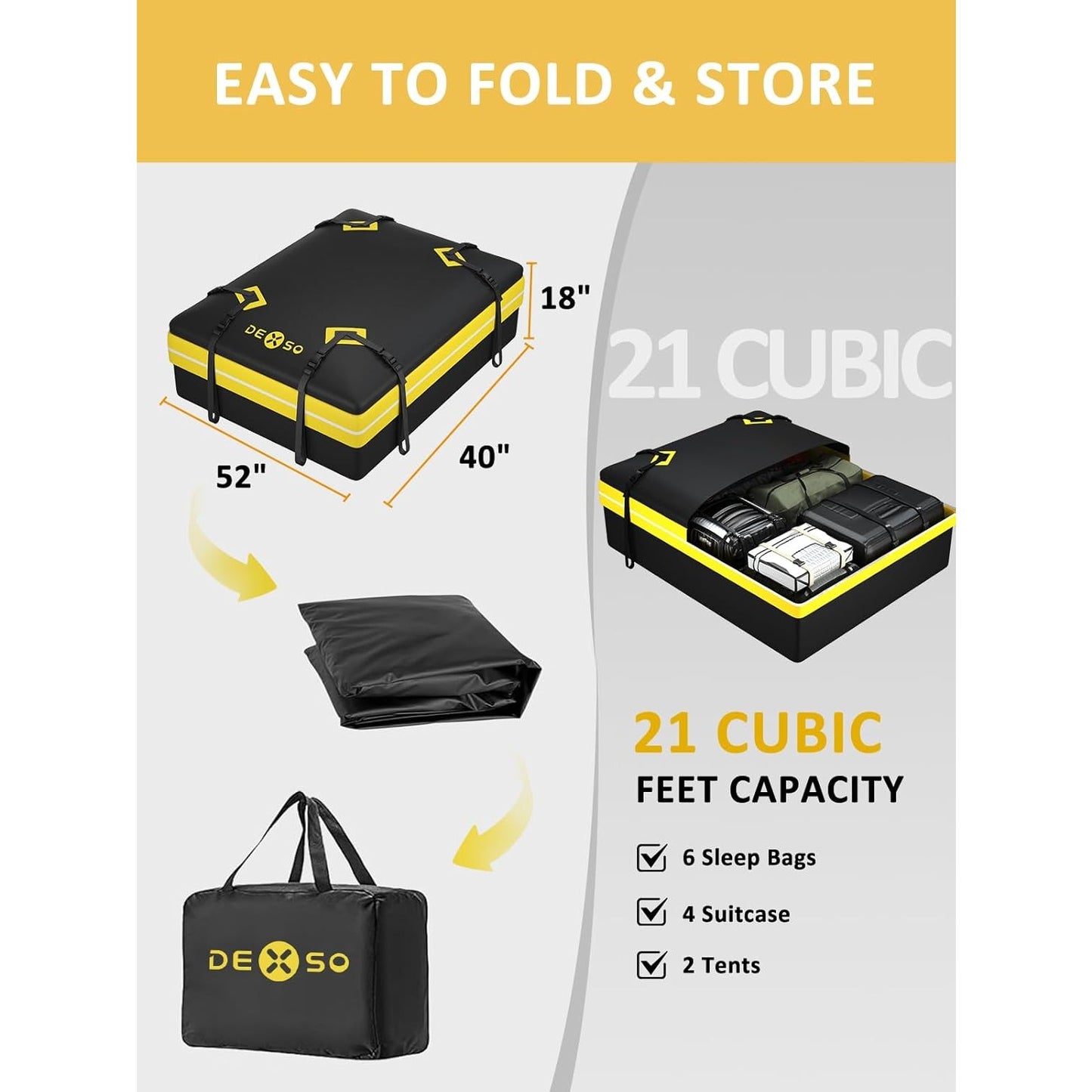 Universal Roof Rack Cargo Basket 200 Pound Capacity For SUVs