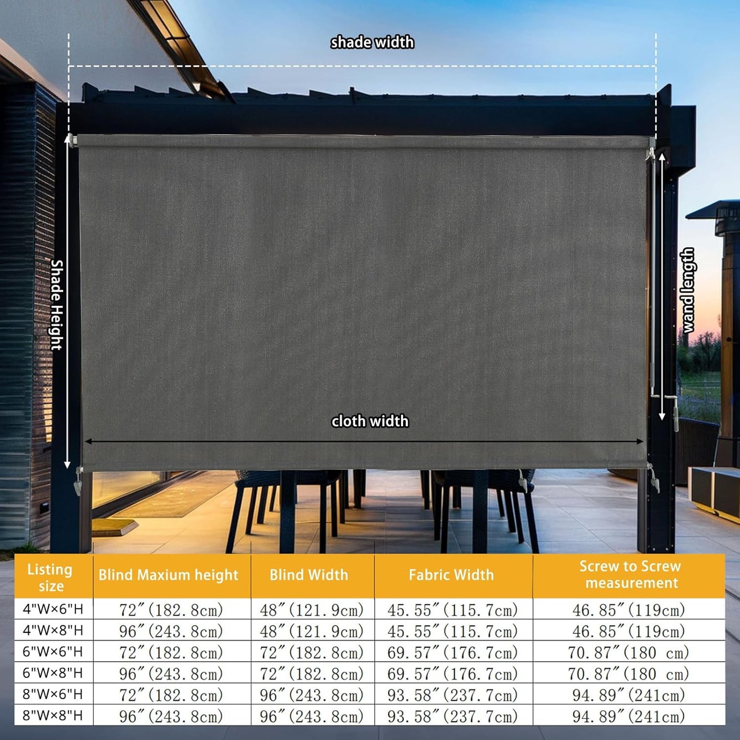 Cordless Outdoor Roller Shades for Privacy and UV Protection