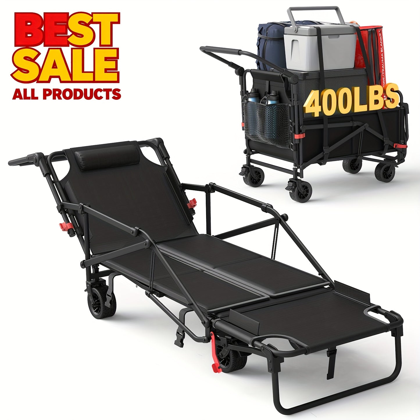 Two In One Folding Wagon Beach Chair All Terrain Grocery