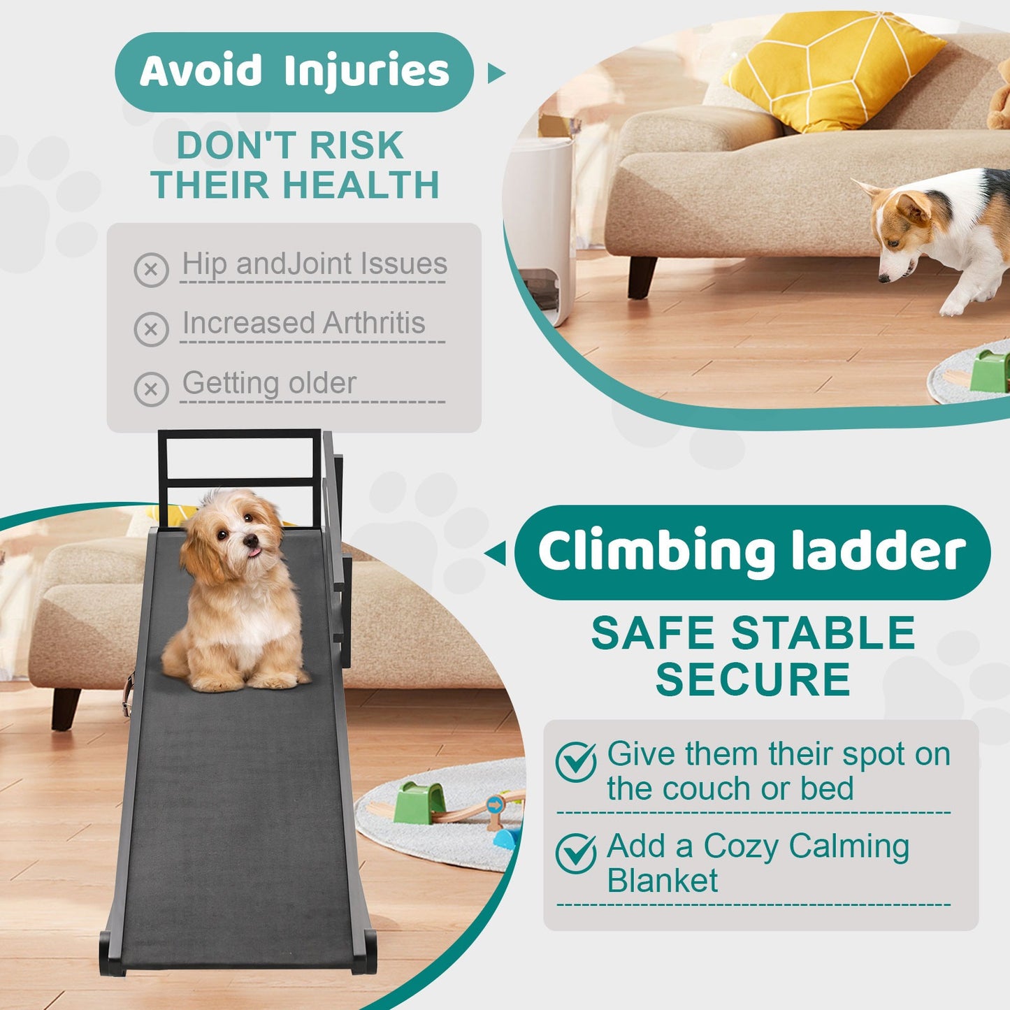 Adjustable Wooden Dog Ramp For Beds Couches And SUVs