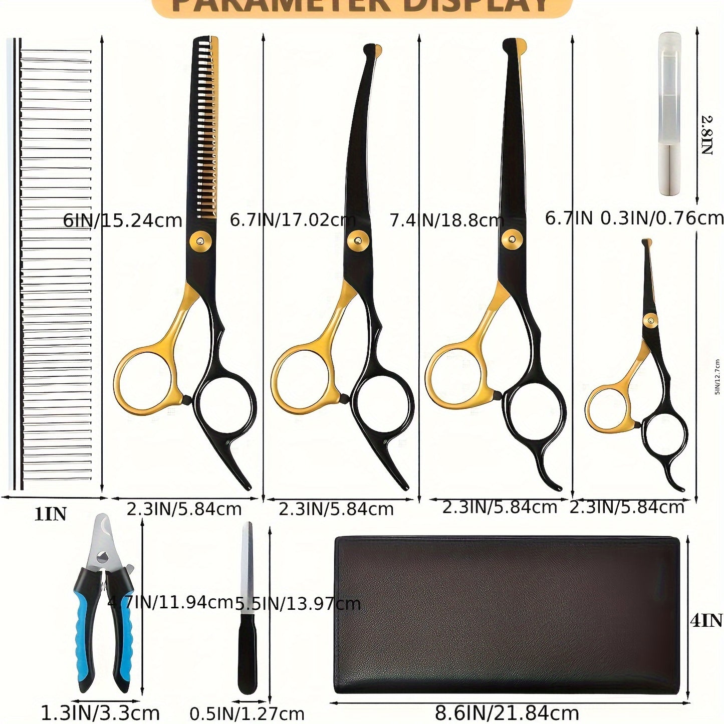 Dog Grooming Scissors Kit EightInOne With Safety Round Tip