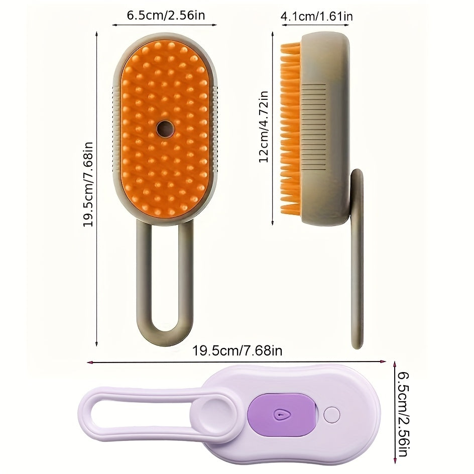3In1 Pet Steam Brush With USB Charging Rotating Cat Dog