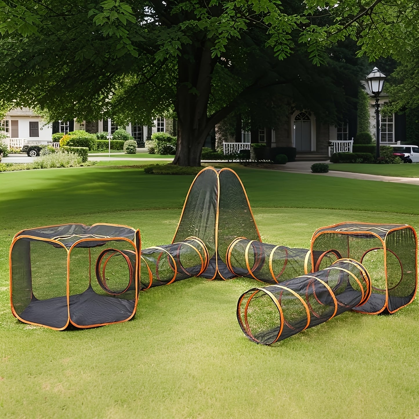 Six In One Foldable Pet Playpen With Tunnel And Tent