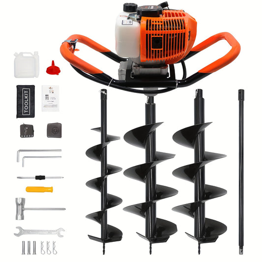 Gas Powered Post Hole Digger with Auger Bits for Gardening