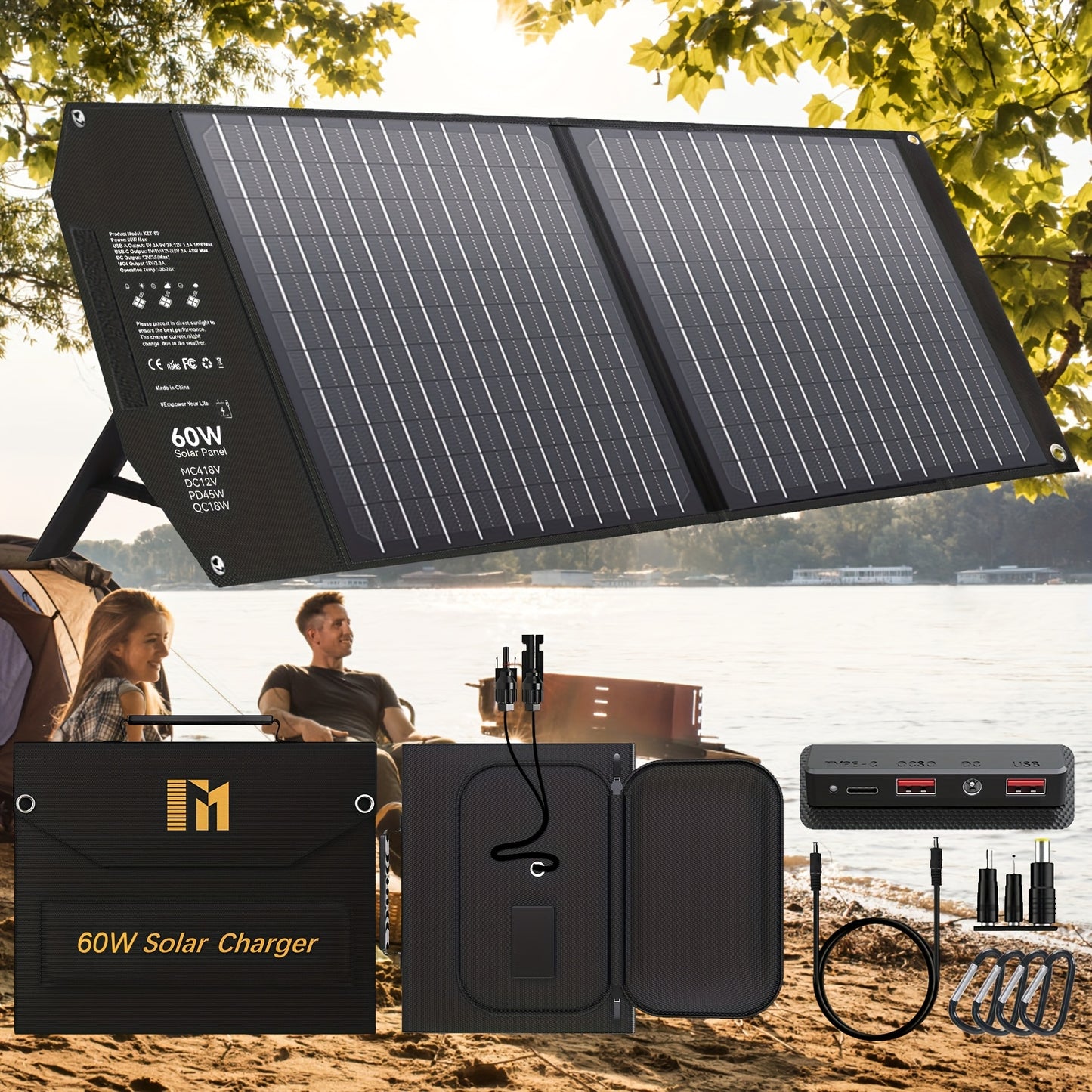 Foldable Solar Charger with Quick Charge Dual USB Ports