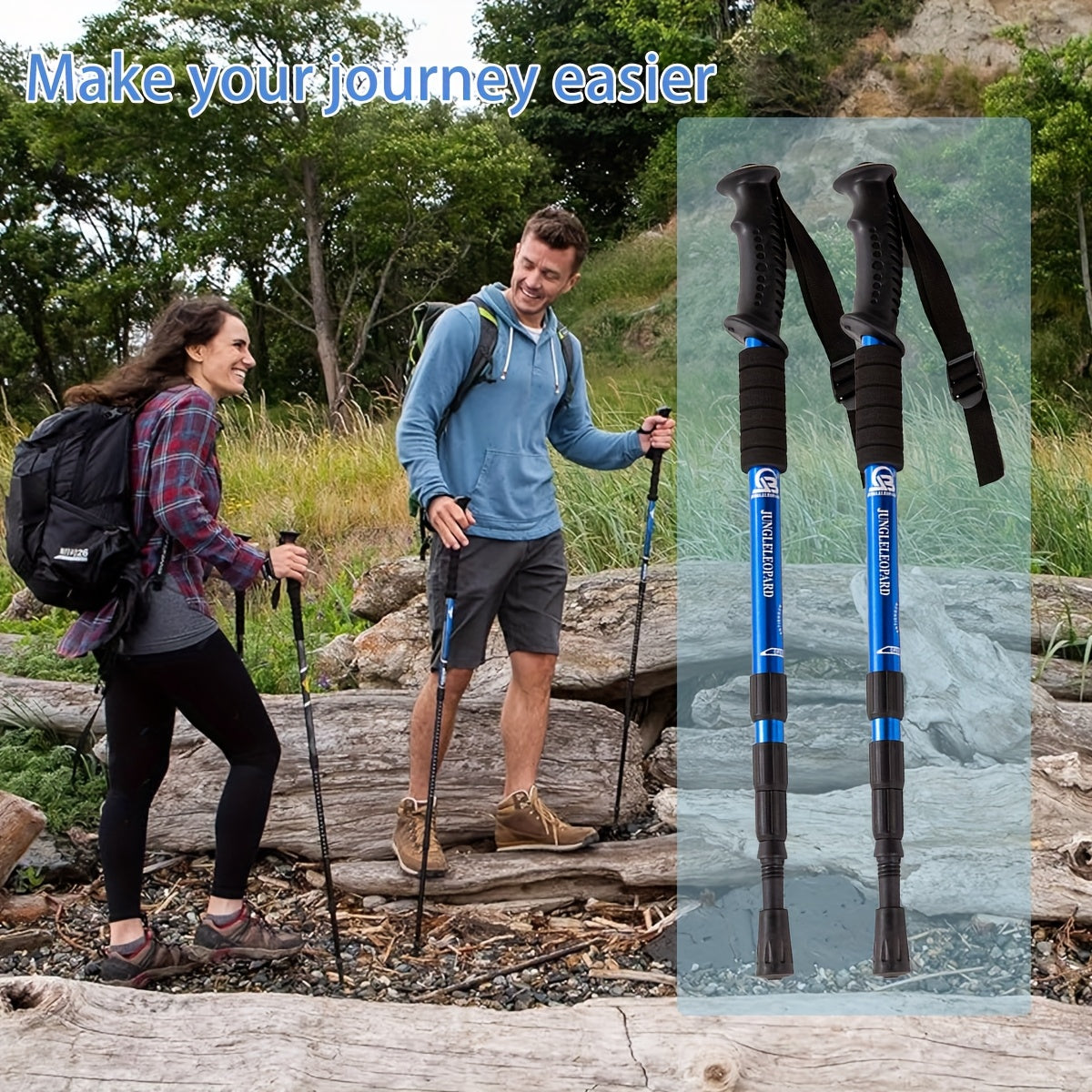 Ergonomic Aluminum Trekking Poles Adjustable Shockproof