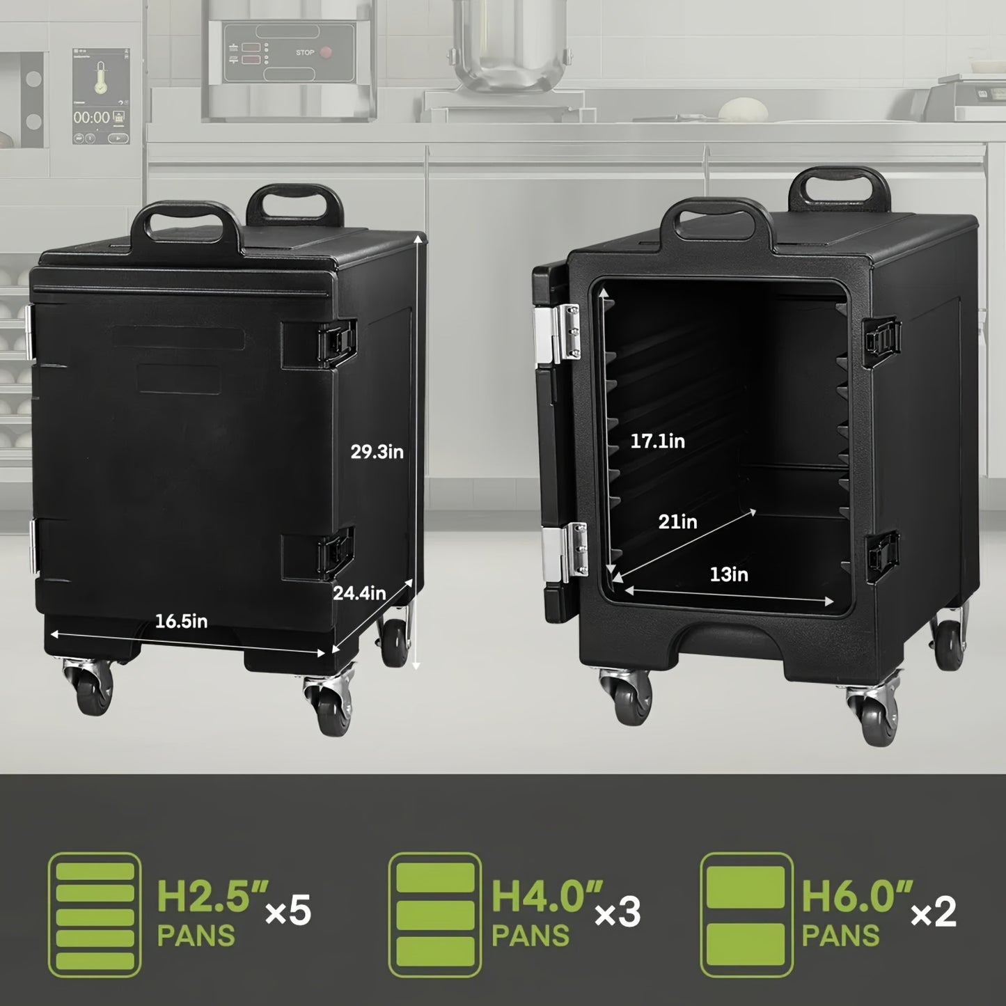 Insulated Catering Warmer Carrier With Front Loading Wheels