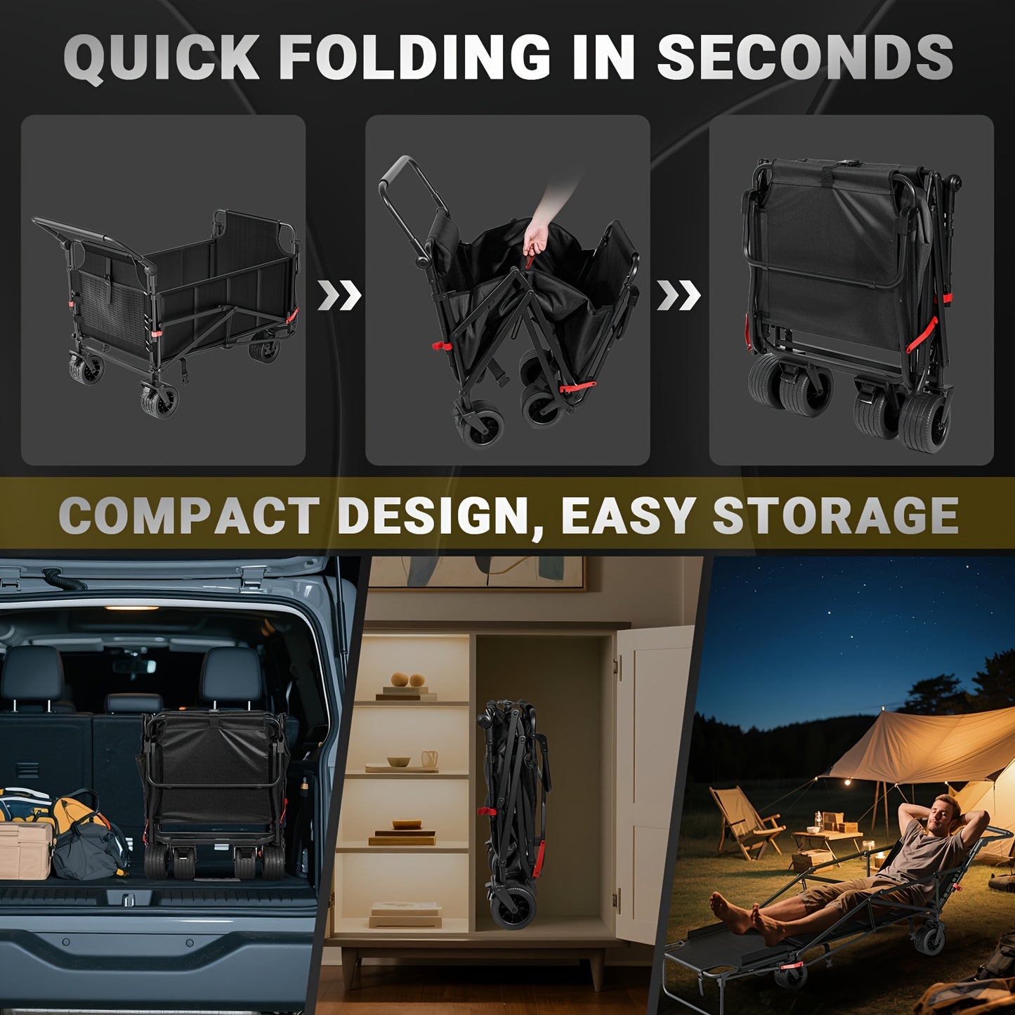 Two In One Folding Wagon Beach Chair All Terrain Grocery