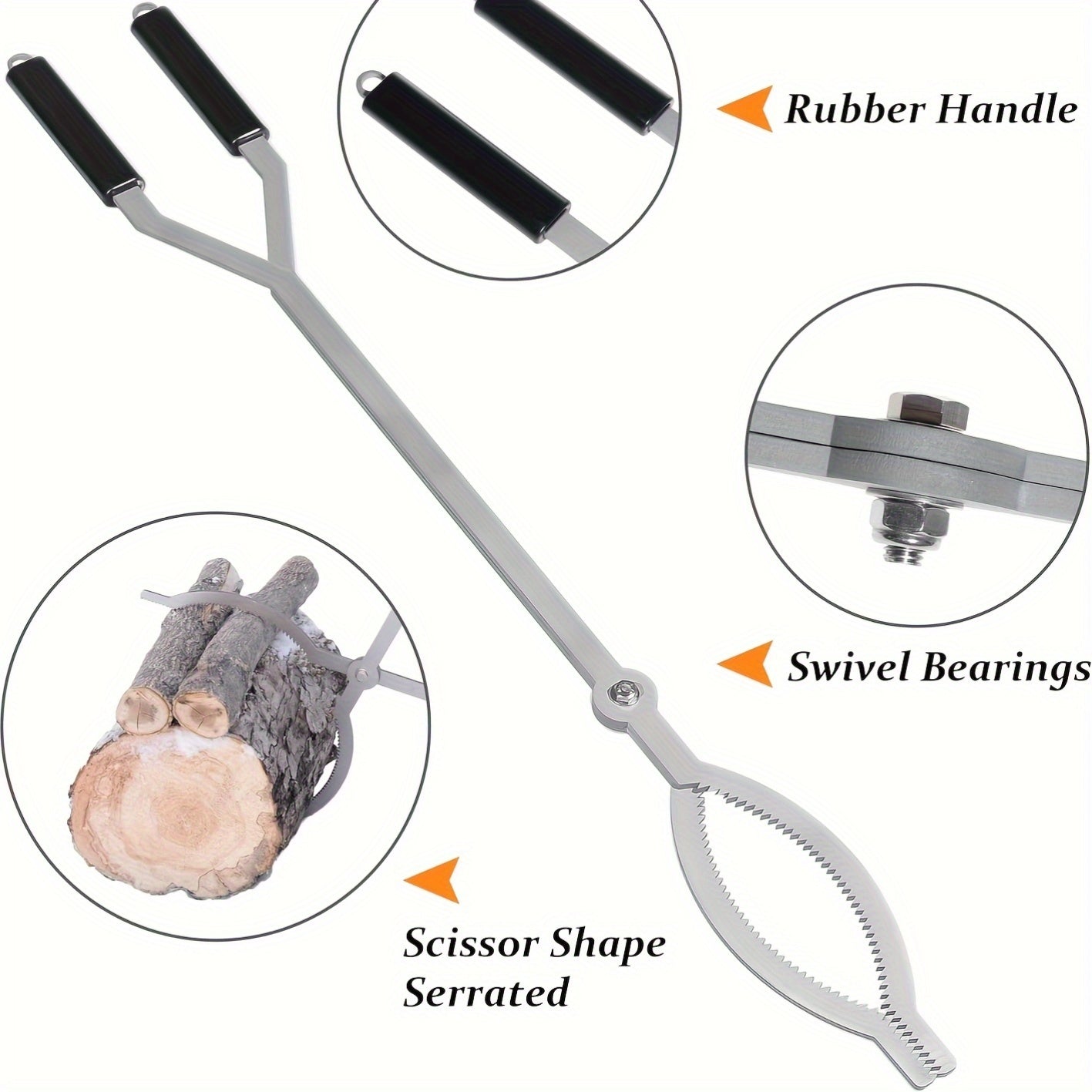 Stainless Steel Fire Tongs for Safe Firewood Handling and Grabbing