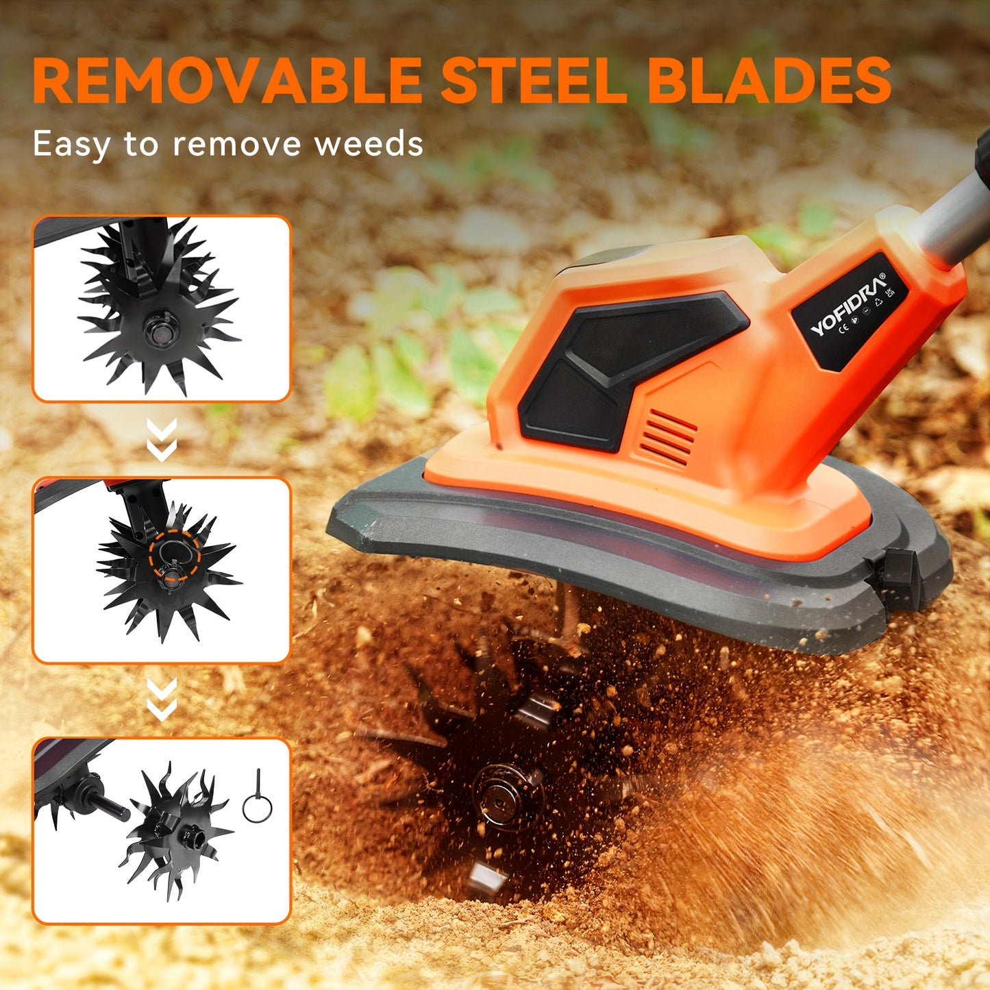 21V Cordless Tillage Machine With Two Batteries And Charger