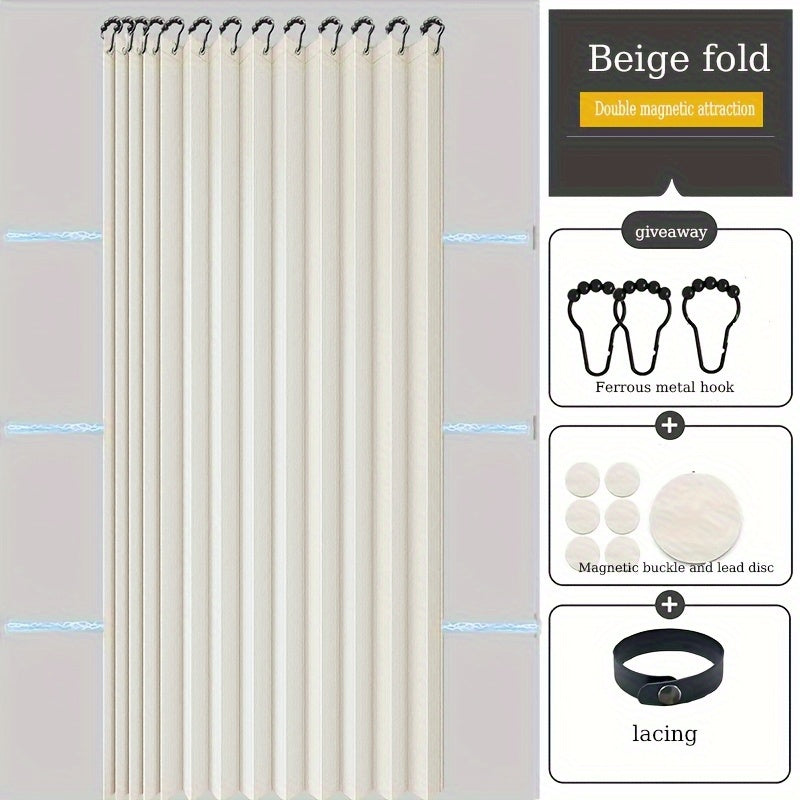 Thick Magnetic Foldable Shower Curtain with Modern Striped Design