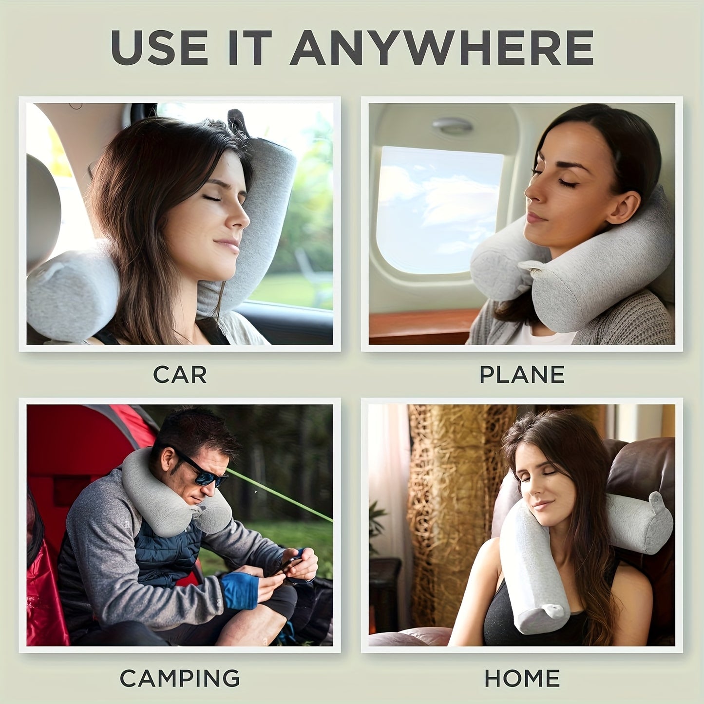 Memory Foam Neck Pillow With Adjustable Curved Design