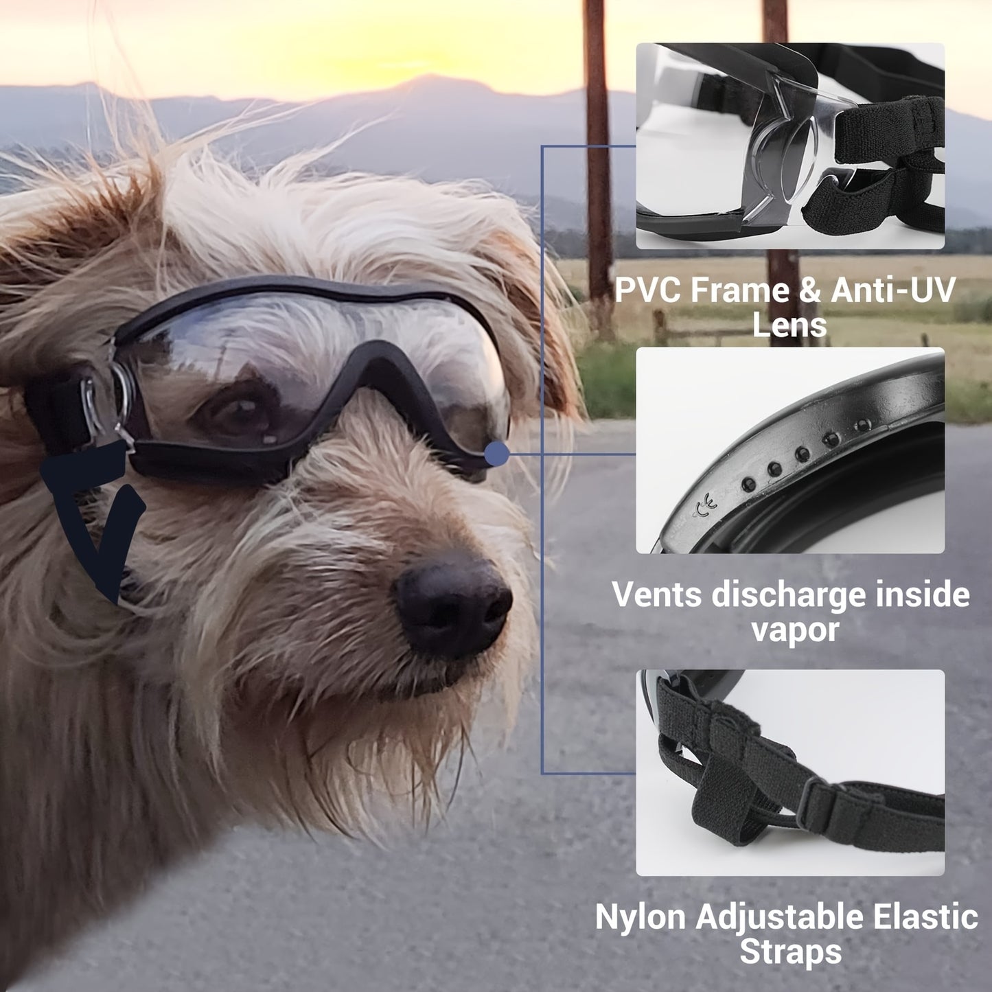 Anti-UV Windproof Dog Goggles for Outdoor Adventures and Travel