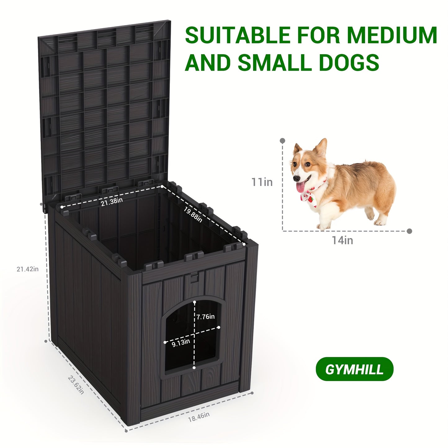 Weatherproof Resin Outdoor Dog House for Small Dogs