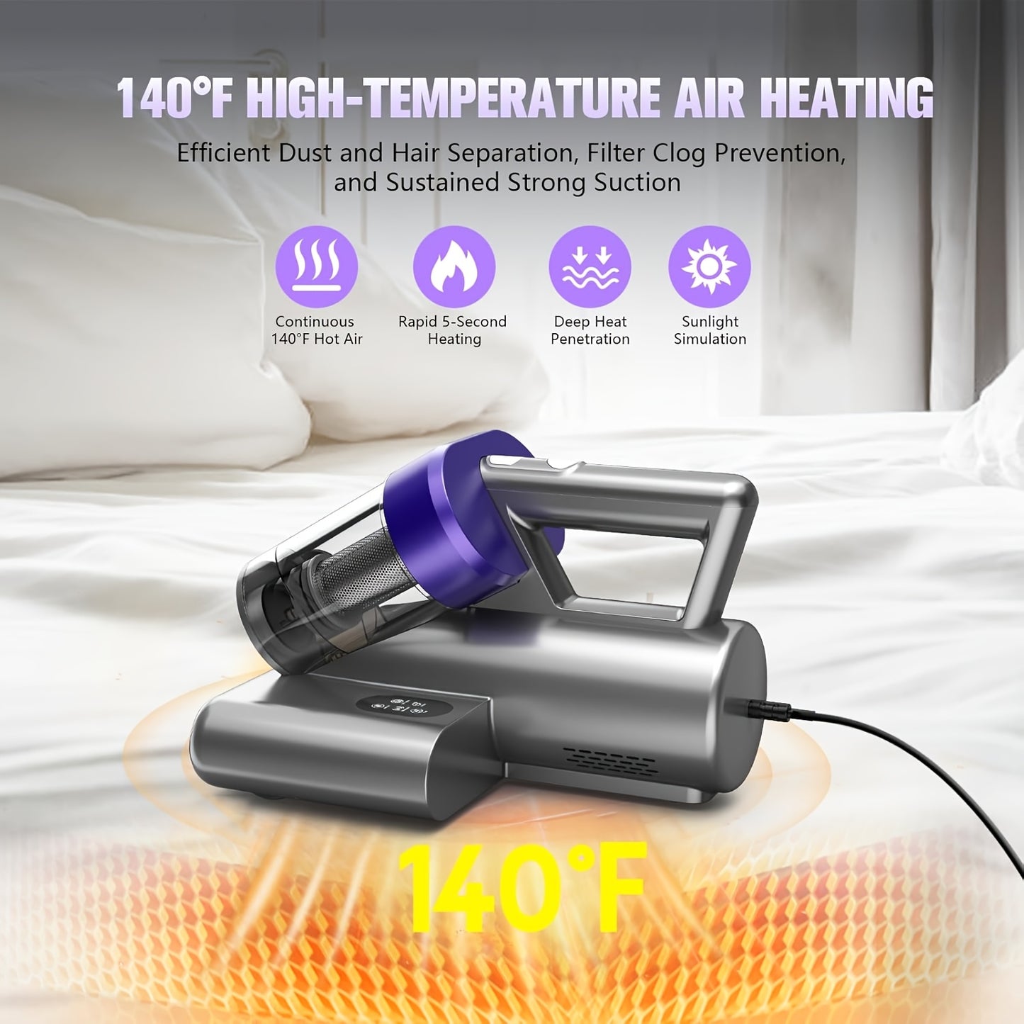 Powerful Handheld Mattress Vacuum Cleaner with UV-C Technology