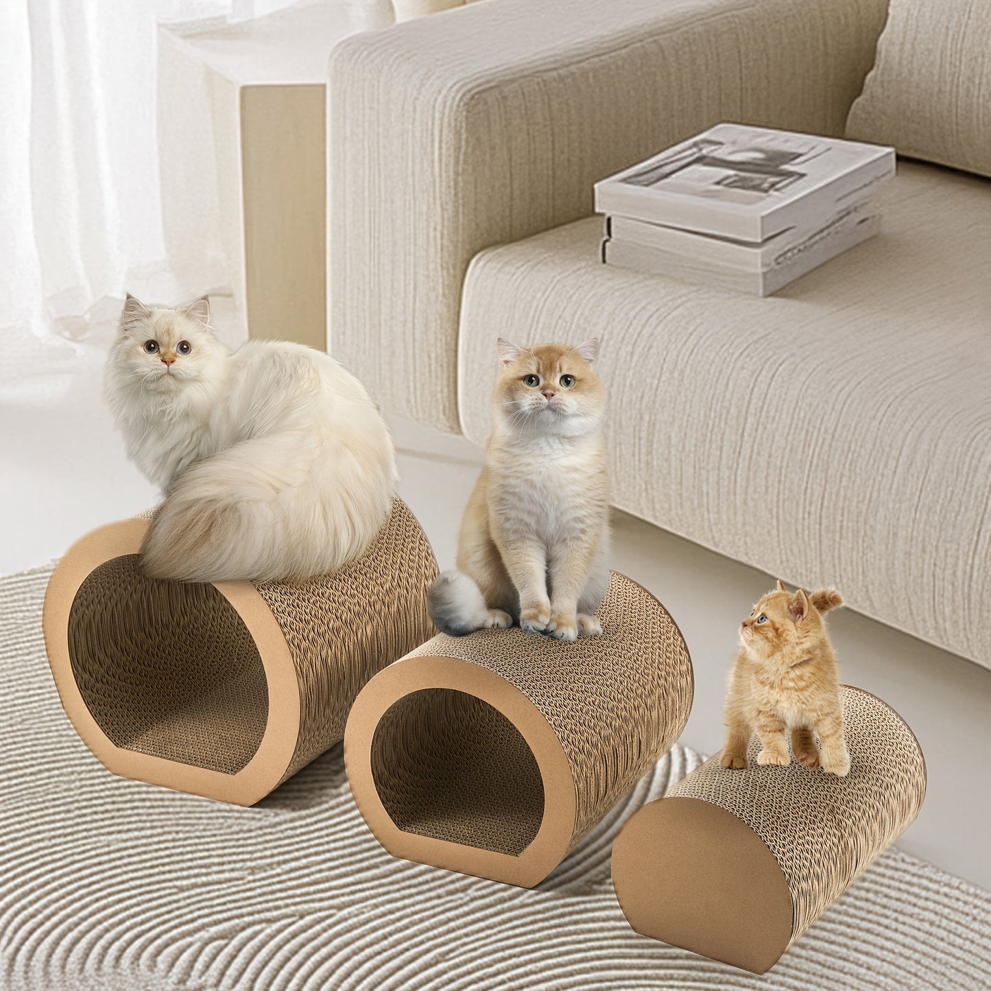 Cat Scratching Board Set With Hidden Wheel Indoor Cat Mat