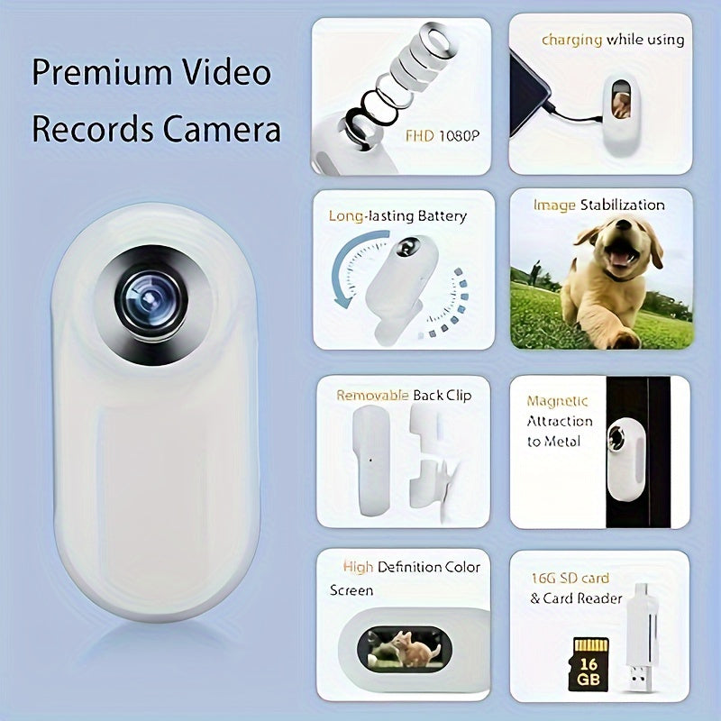 HD 1080P Pet Collar Camera With Infrared Sensor 8GB Card