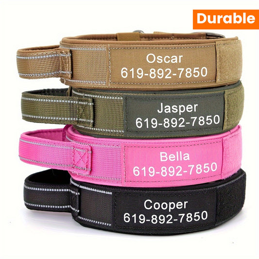 Customizable Nylon Dog Collar Engraved Name Metal Buckle