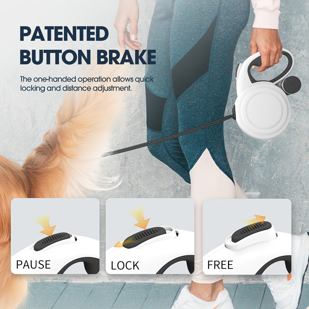 Retractable Dog Leash With Reflective Strips And One Button