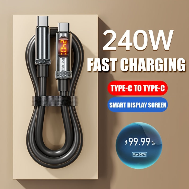 240W Fast Charging USB C Cable With Real Time Display