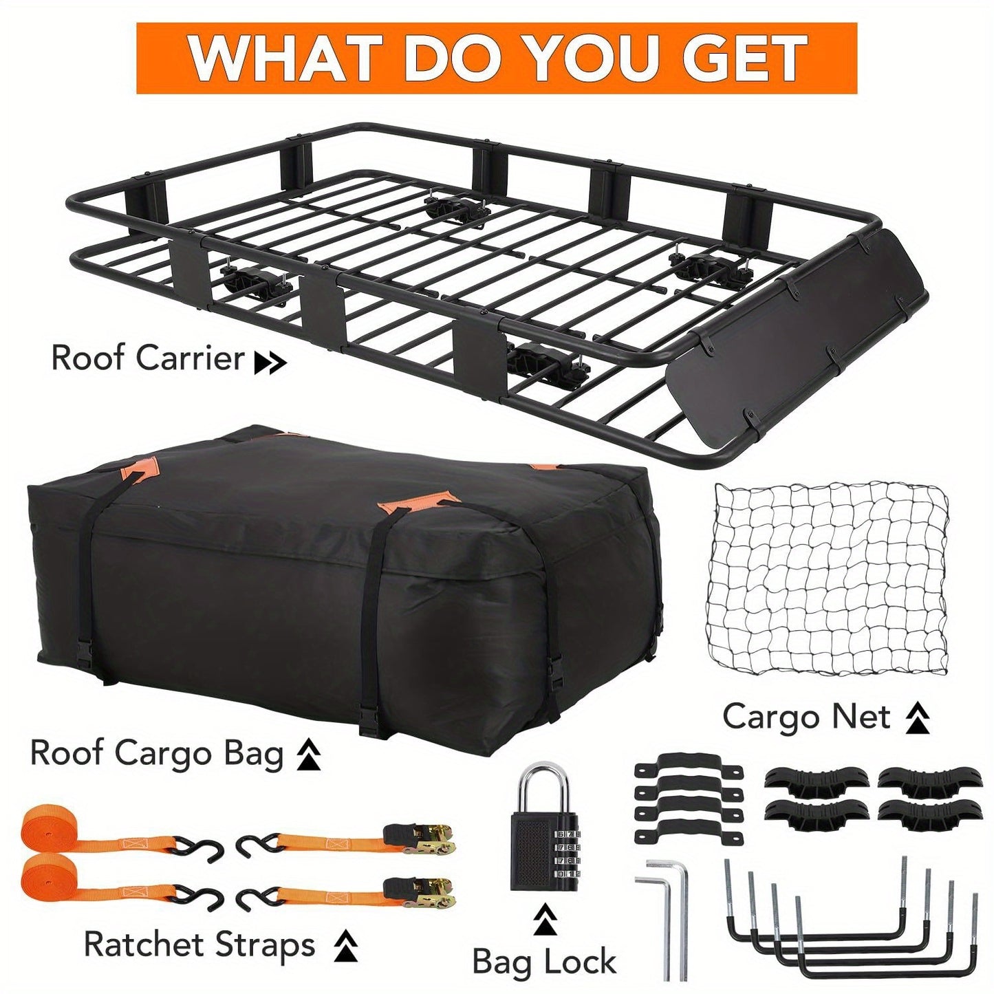 Rooftop Cargo Basket Universal Steel Roof Rack Carrier SUV