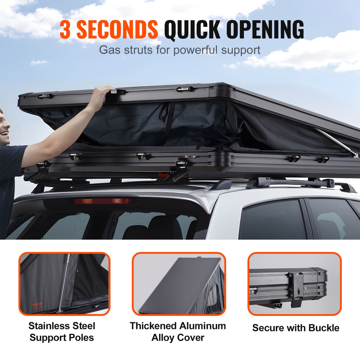 VEVOR Rooftop Tent Hard Shell For Jeep SUV Truck Adventures