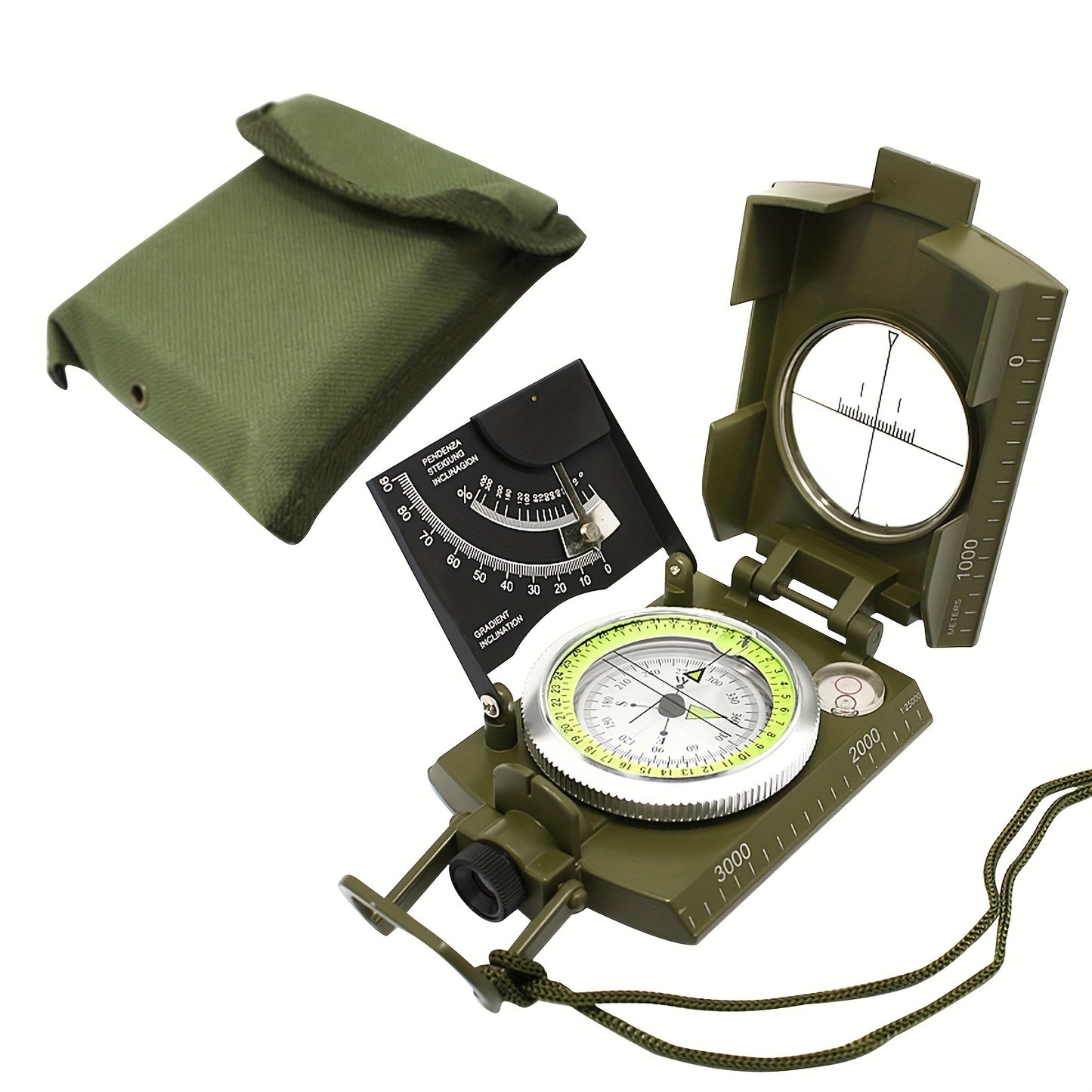Luminous Dial Waterproof Military Compass Antifog For Hiking