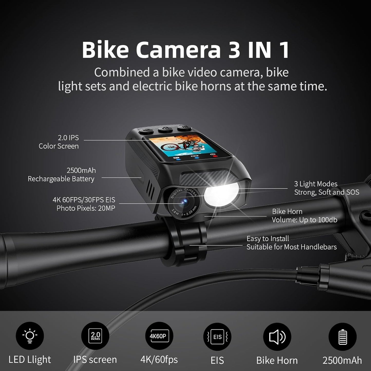 4K 60FPS Multifunction Bike Camera With 32G Memory Card