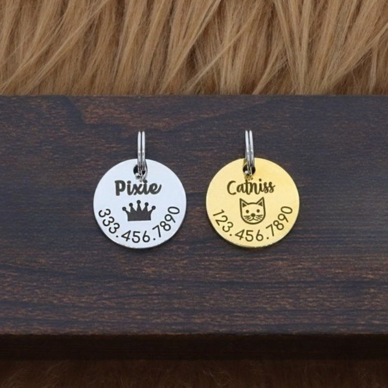 Personalized Cat ID Tag For Collar Double Sided Pet