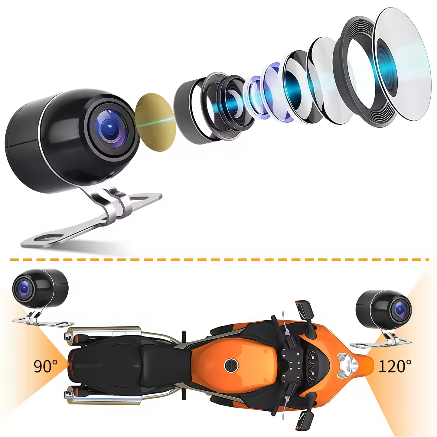 Front And Rear Car Dash Camera 1080P Wide Angle Recording