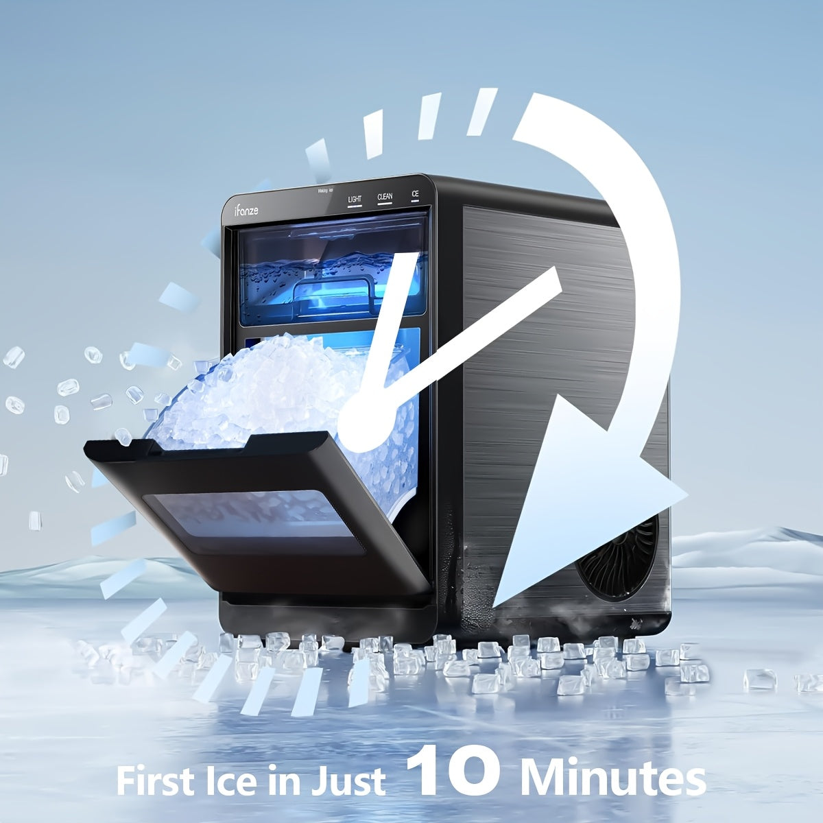 IFANZE High-Capacity Touch Screen Ice Maker Machine for Home