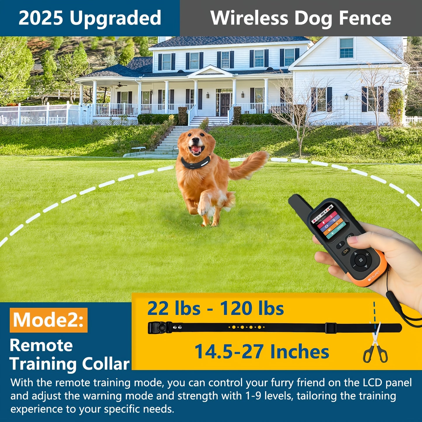 Wireless Dog Fence System With Remote And Adjustable Collar
