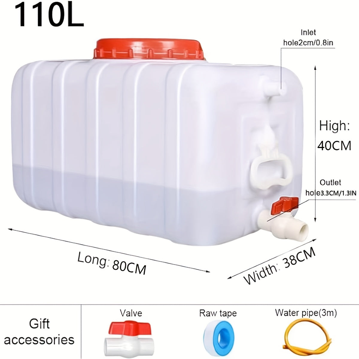 Portable Water Storage Tank With Faucet And Hose Camping