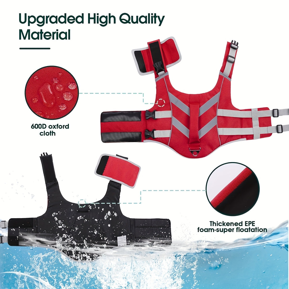 Paiaite Reflective Dog Life Jacket With Handle D Ring
