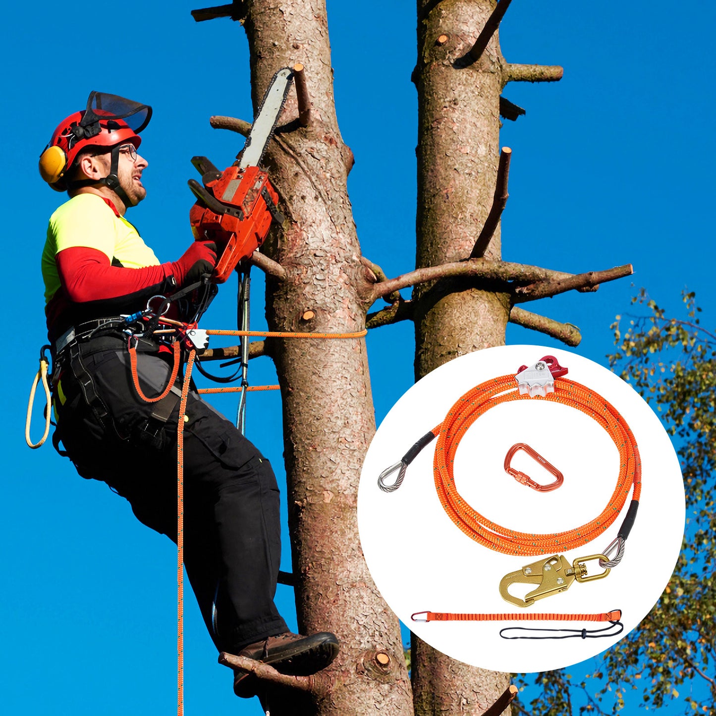 Steel Core Arborist Flipline With Snap Hook And Carabiner