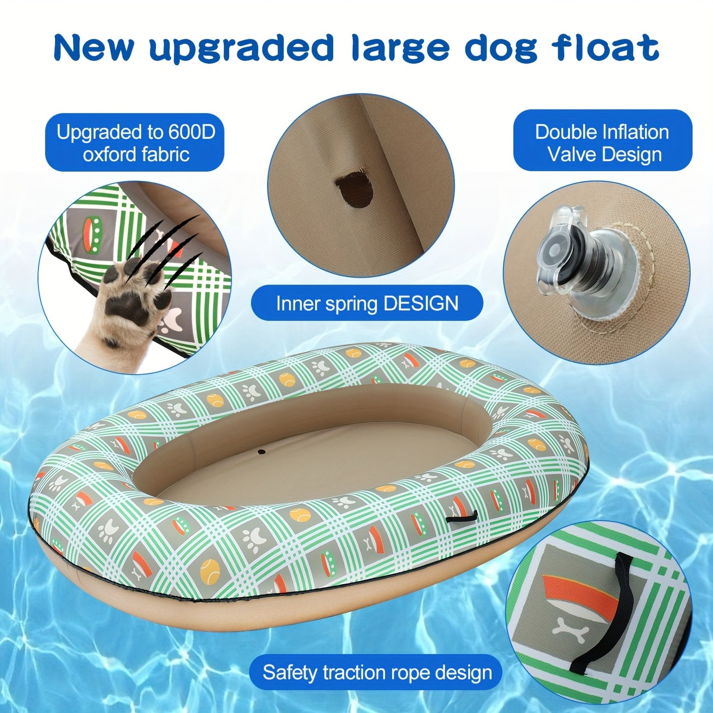 Soft Dog Pool Float For Dogs Deluxe Durable Inflatable