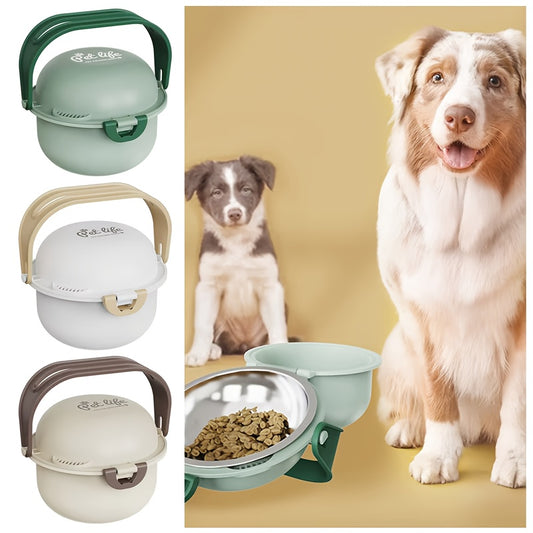 Portable Foldable Pet Travel Bowl With Secure Lid Design