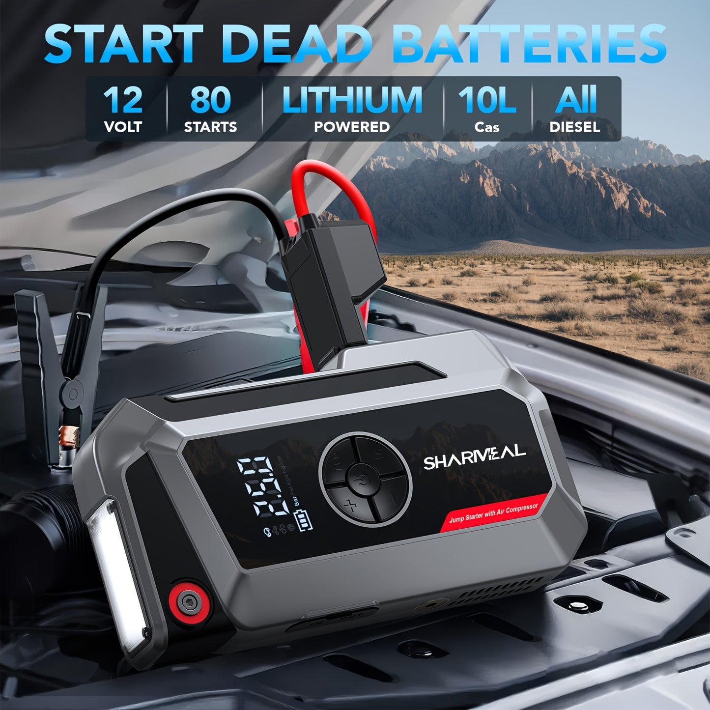 10000A Car Jump Starter With Air Compressor And Power Pack