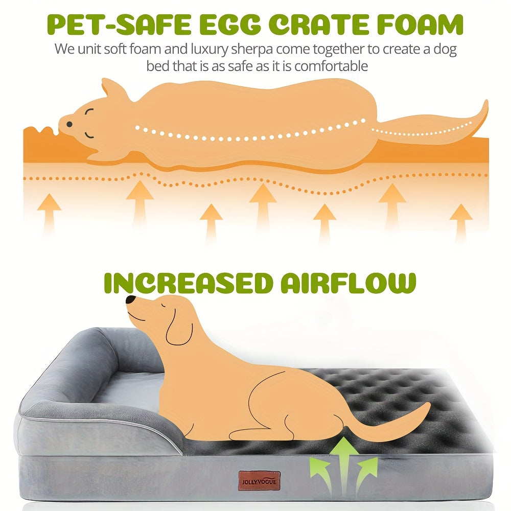 Chew Proof Memory Foam Dog Bed With Anxiety Relief Bolster