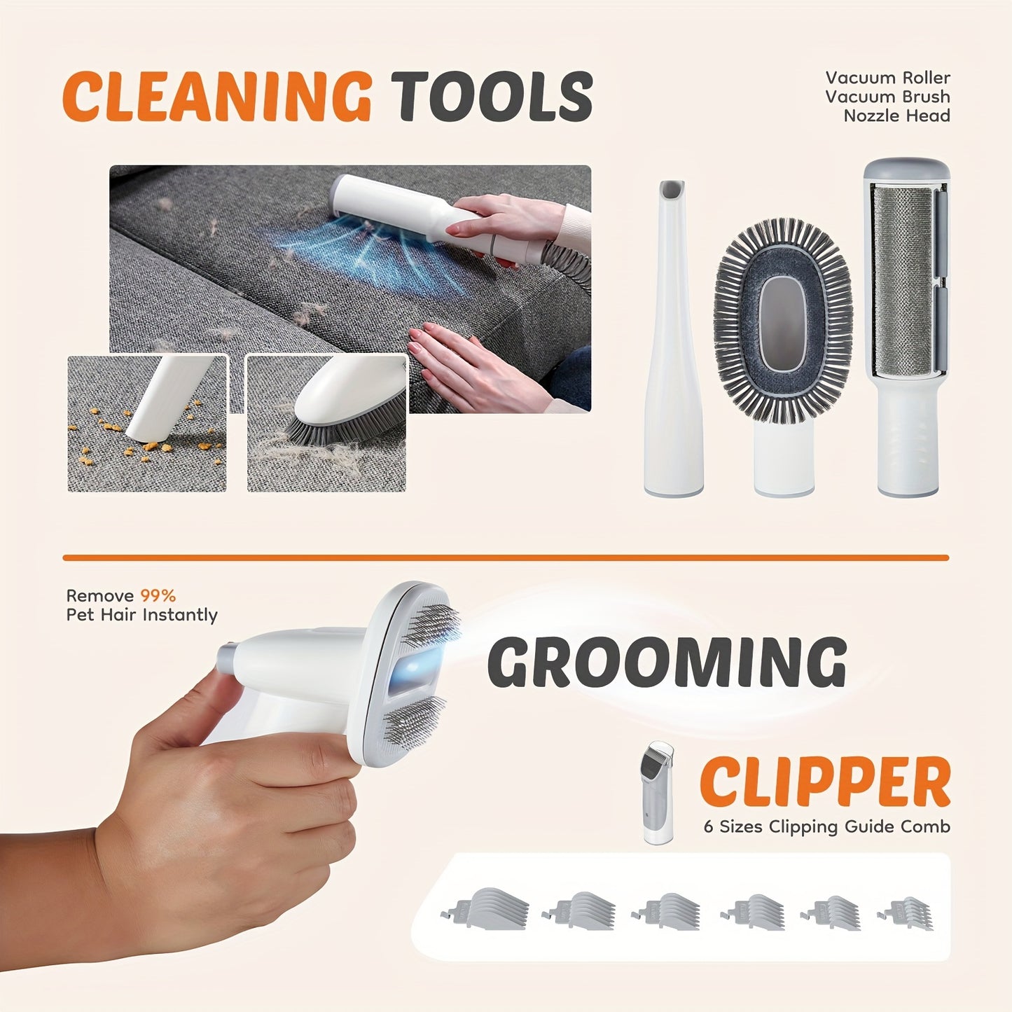 Pet Grooming Vacuum Kit with Professional Clippers and Tools