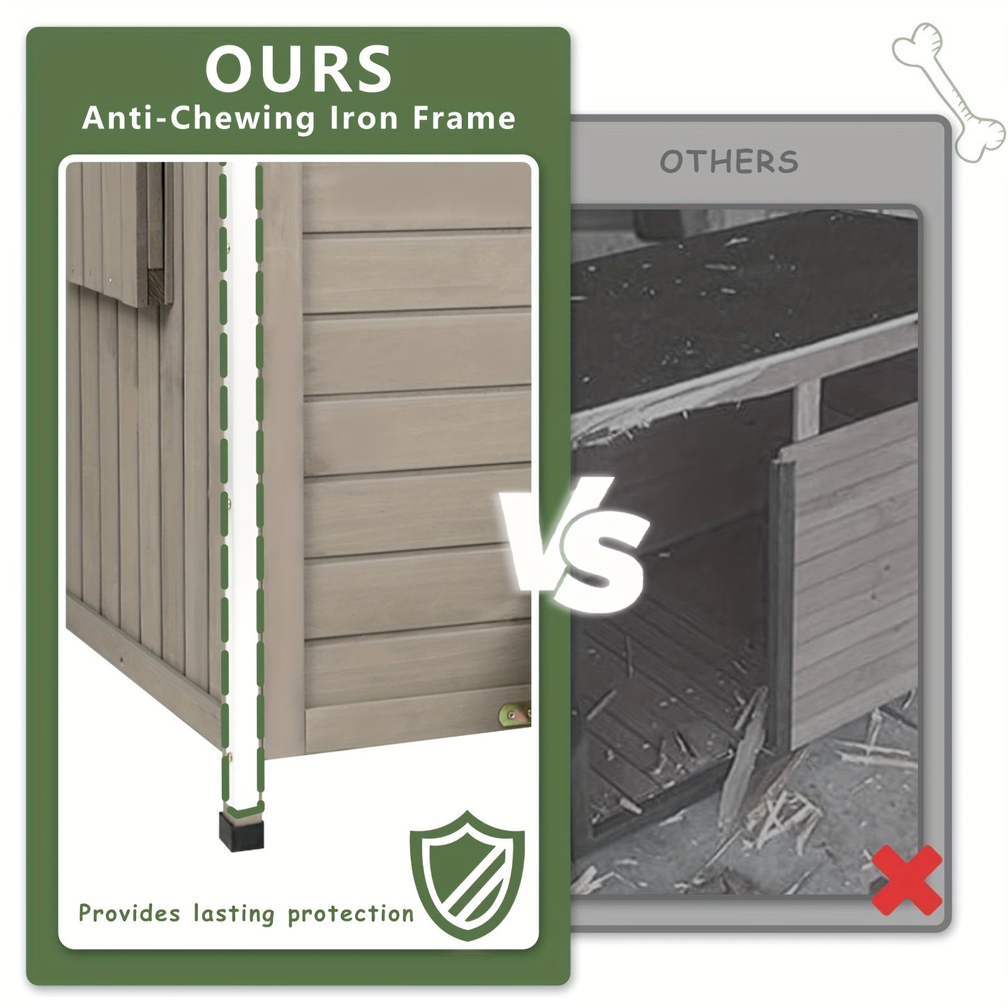 Weatherproof Bite Resistant Outdoor Indoor Dog House Deck